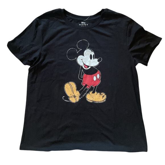 Disney Mickey Mouse Graphic T-Shirt Black Size L 20x25 Retro - Picture 1 of 4